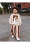 Unisex Kids Beige Goose Printed Striped Bottom Cotton Underwear Set