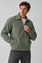 Men's Comfortable Khaki Cardigan with Fleece Inside - 2