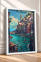 Colorful Boats in Positano Harbor Framed Painting Italy Poster Living Room Kitchen Wall Decor Itp032 - 2