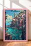 Colorful Boats in Positano Harbor Framed Painting Italy Poster Living Room Kitchen Wall Decor Itp032