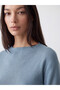Ozmarka New Season Blue Crew Neck Patterned Women's Knitwear Sweater - 3