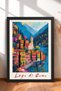 Lake Como Servili Coast and Campanile Framed Painting Italy Poster Wall Decor Itp034