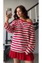 Red and White Striped Off-Shoulder Blouse