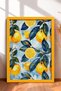 Light Blue Snowflakes Lemon Slices Framed Painting Italy Poster Living Room Kitchen Wall Decor Itp040