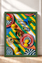 Striped Table with Lemons and Plates Framed Painting Italy Poster Living Room Kitchen Wall Decor Itp013 - 3