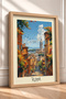 Rome Streets and the Bell Tower Framed Painting Italy Poster Living Room Kitchen Wall Decor Itp021 - 2