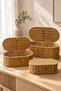 3-Piece Wicker Basket Set with Lid Decorative Storage Box Bathroom Kitchen Organizer