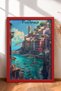 Colorful Boats in Positano Harbor Framed Painting Italy Poster Living Room Kitchen Wall Decor Itp032