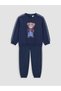 Özmarka New Season Indigo Bear Teddy Printed Baby Boy Tracksuit Set
