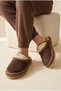 Women'S, Suede Textured, Fur Lined, Embroidery Detailed, Plush Detailed, Soft Sole House Slippers - 6