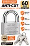 60mm Cut Resistant Steel Padlock 3 Keys Included Pd065