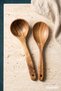 Natural Acacia Wood 2-Piece Varnished Wooden Spoon and Ladle Set, Wooden Rice Spoon and Soup Ladle