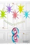 Colorful Hologram Polar Stars - Colorful Polar Stars Balloon - Macaron Happy Birthday Lettering - Rainbow Number Balloon