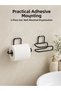 2 Pieces Adhesive Wc Paper Holder Black Metal Practical Wall Mounted Roll Holder