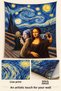 Mona Lisa Girl with Pearl Earring Starry Night Art Collage Stain Resistant Wall Covering Wall Tapestry Tapestry - 4