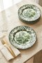 Old Town Green 6-Person 25 cm Special Design Premium Porcelain Serving Plate with Green Floral Pattern - 2