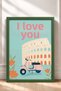 Ti Amo Written Colosseum and Classic Scooter Framed Painting Italy Poster Wall Decor Itn047 - 3