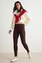 Brown High Waist Gathering Knitted Leggings Twoaw25Ta00003 - 4