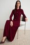 Bordo Astarsız Düz Triko Tesettür Elbise TCTAW26EB00009