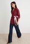 Burgundy Tie-Dye Detailed Double-Breasted Blouse Twoaw27Bz00317 - 3