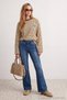 Blue Medium Stretch Waist Detailed Low Waist Flare Jeans Twoaw27Je00376 - 3