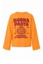 Turuncu Pamuklu Ön ve Arka Slogan Baskılı Kol Yıldız Baskılı Oversize Örme T-Shirt TWOAW27TS00072 - 3