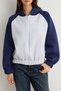 Gri Melanj Lacivert Renk Bloklu Fermuarlı Bomber Kalın İçi Polarlı Örme Sweatshirt TWOAW27SW00266 - 4