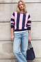 Açık Pembe Kalın Çizgili Oversize/Geniş Kesim Örme Sweatshirt TWOAW27SW00158