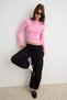 Dark Pink Straight Fitted Boat Neck Sleeveless Premium Soft Knitted Blouse Twoss26Bz00343 - 3