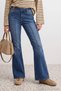 Blue Medium Stretch Waist Detailed Low Waist Flare Jeans Twoaw27Je00376