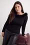 Black Boat Neck Otriş Detailed Fitted/Skin-Fitting Knitwear Sweater Tbbaw27An00026 - 4