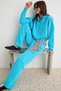 Turkuaz Kalın İçi Polarlı Kapüşonlu Oversize WideLeg/Geniş Kesim Örme Eşofman Takımı TWOAW27EM00013 - 4