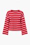 Red-Pink Striped Soft Crew Neck Oversize Spanish Sleeve Knitwear Sweater Twoaw27Kz00343