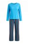 Turquoise 100% Cotton Striped Knitted Pajamas Set Thmaw25Pt00188