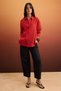 Red 100% Linen Pocket Detailed Oversized Shirt Twoss26Go00039