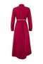 Fuchsia Leather Belted Woven Modest Dress TCTSS26EB00042 - 5