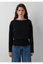 Waist Detailed Boat Neck Black Top Regular Fit / Normal Cut 1620088-900 - 3