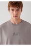 Logo Printed Gray T-Shirt Oversize / Wide Cut 0613573-80615 - 7