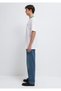 Logo Printed White T-Shirt with Piping Detail Loose Fit / Comfortable Loose Cut 0613557-620 - 5