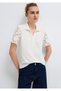 Lace Detailed Ecru Polo T-Shirt Slim Fit / Narrow Cut 1613938-70057