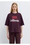 California Printed Burgundy T-Shirt Loose Fit / Comfortable Fit 1613913-70223 - 4