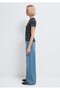 Half Button Striped Navy Blue T-Shirt Fitted / Bodycon Cut 1613713-90696 - 5