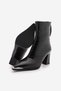 Women's Pointed Toe Back Zipper Thick Heeled Boots Zavoli Black Croco - 7