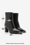 Women's Pointed Toe Back Zipper Thick Heeled Boots Zavoli Black Croco - 8