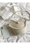 Women's Off-White Pearl Design Shoulder Bag - 4