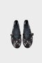 Kathryne Buckle-Strapped Floral Embroidered Round-Toe Flat Heeled Casual Women's Ballerinas - 5