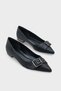 Krissie Pointed Toe Short Heeled Women's Ballerinas with Metal Accessories