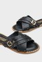 Metal Look Buckle Short Heeled Cross-Strapped Women's Slippers - 4