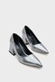 Medium Heeled Soft Padded Sole Women's Silver Shoes