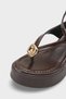 Sandy Wedge Heeled Women's Sandals with Ankle Strap - 2